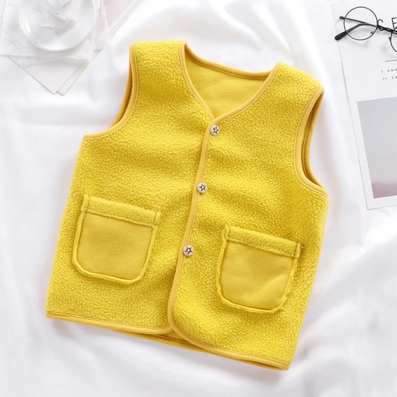 Winter Warm Baby Outwear Waistcoats Sleeveless Jackets Children\'s Vest For Boy Girl Solid Color Polar Fleece Kid Vest 0-1 Years