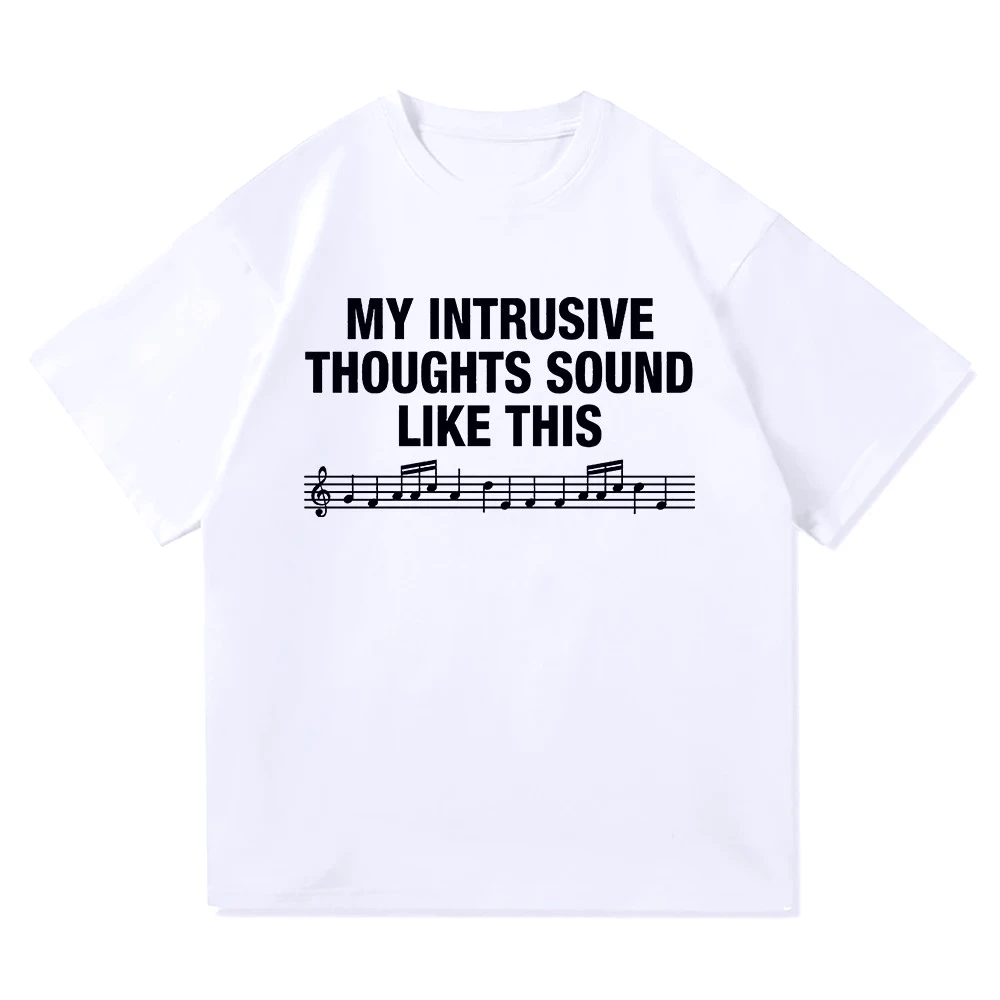 Letter Print My Intrusive Thoughts Sound Like This Printed T-Shirt Fashion Women Summer Graphic T-shirt Vintage Gift Y2k Clohes