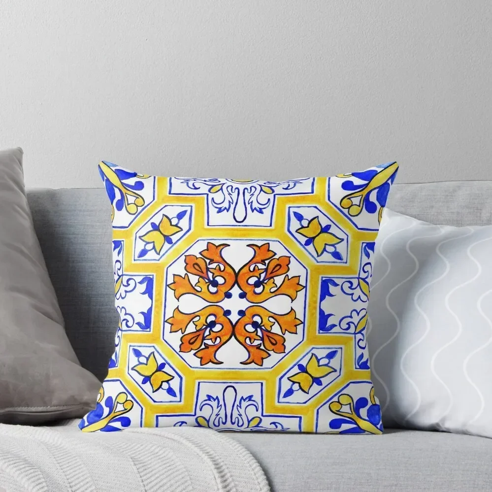 Portuguese azulejo tiles. Throw Pillow Embroidered Cushion Cover home decor items pillow