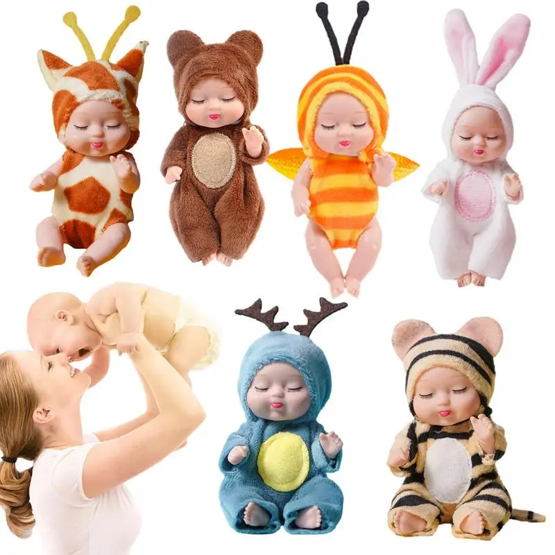 Miniature Reborn Dolls Toy Newborn Realistic Dolls Set Animal Design Miniature Doll Toys For Banquet Wedding Anniversary And