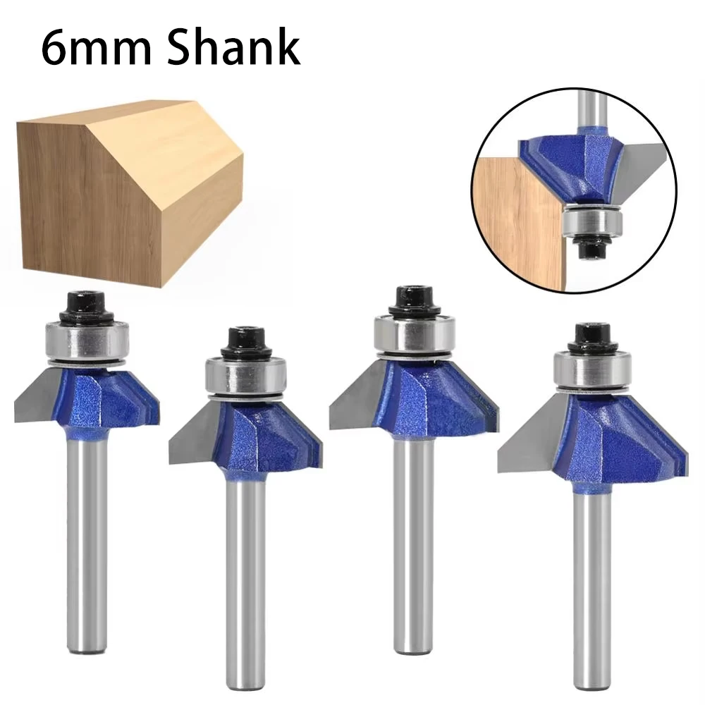 6mm Shank 45 Degree Bearing Bevel Wood Router Bit For Wood Panel Edge Chamfer Slant Angle Trimming Forming Milling Cutter