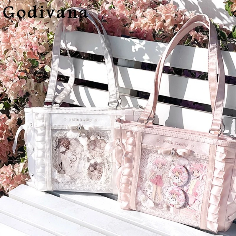 

Original Sweet Lace-up Bow Ita Bolsos Mujer Fungus Hand Bag Ladies Large Capacity Sac Femme Underarm Shoulder Bags for Women