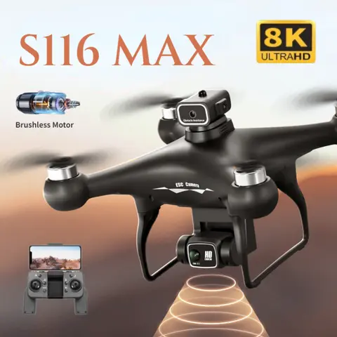 S116 MAX Drone Professional with 3 Batteries 8K Dual Camera Optical Flow Brushless 360° Obstacle Avoidance WIFI FPV RC Dron Toys