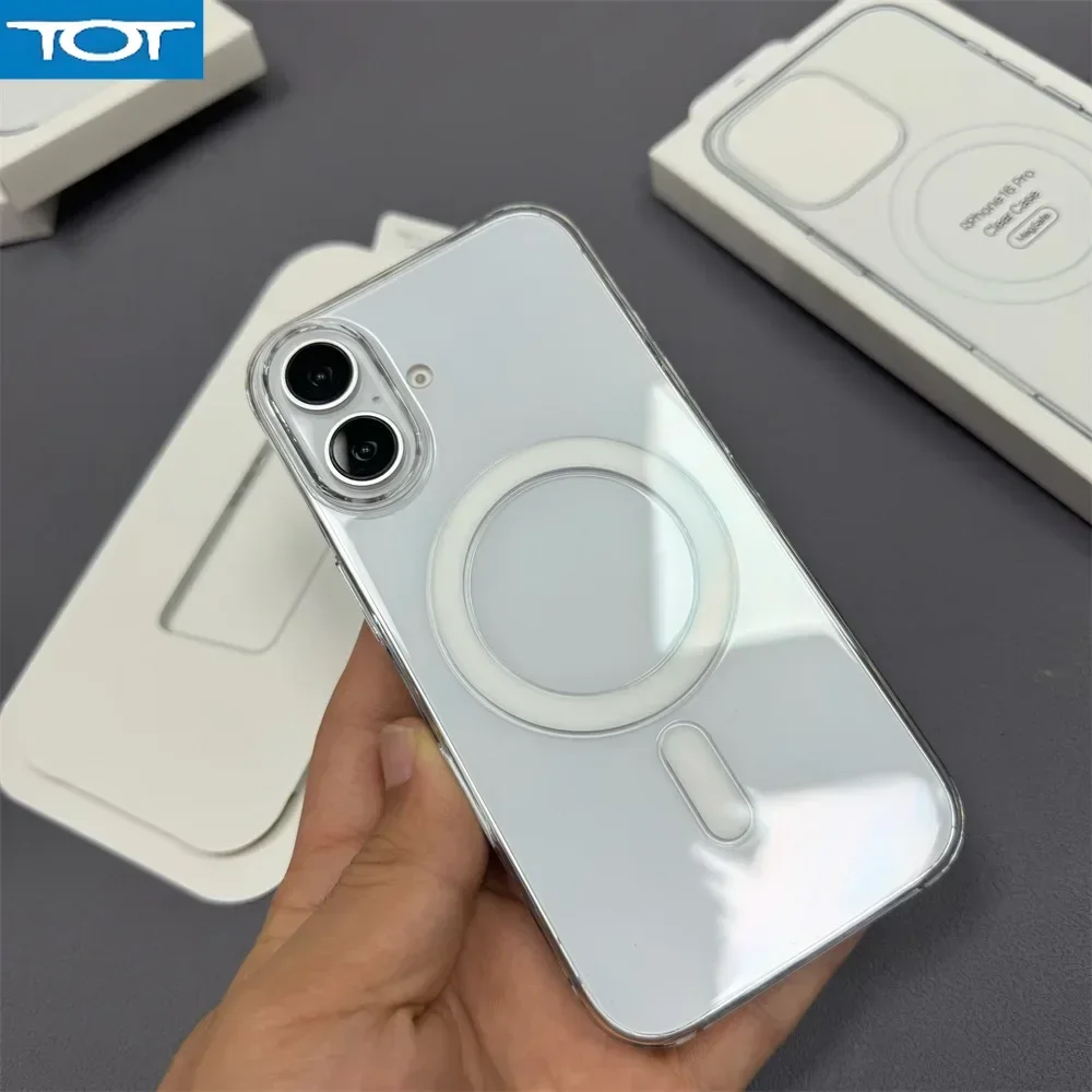 

Магнитный прозрачный чехол для телефона iPhone 16 Pro Max, беспроводная зарядка с кнопками управления камерой для iPhone 16 Plus HQ, чехол для телефона