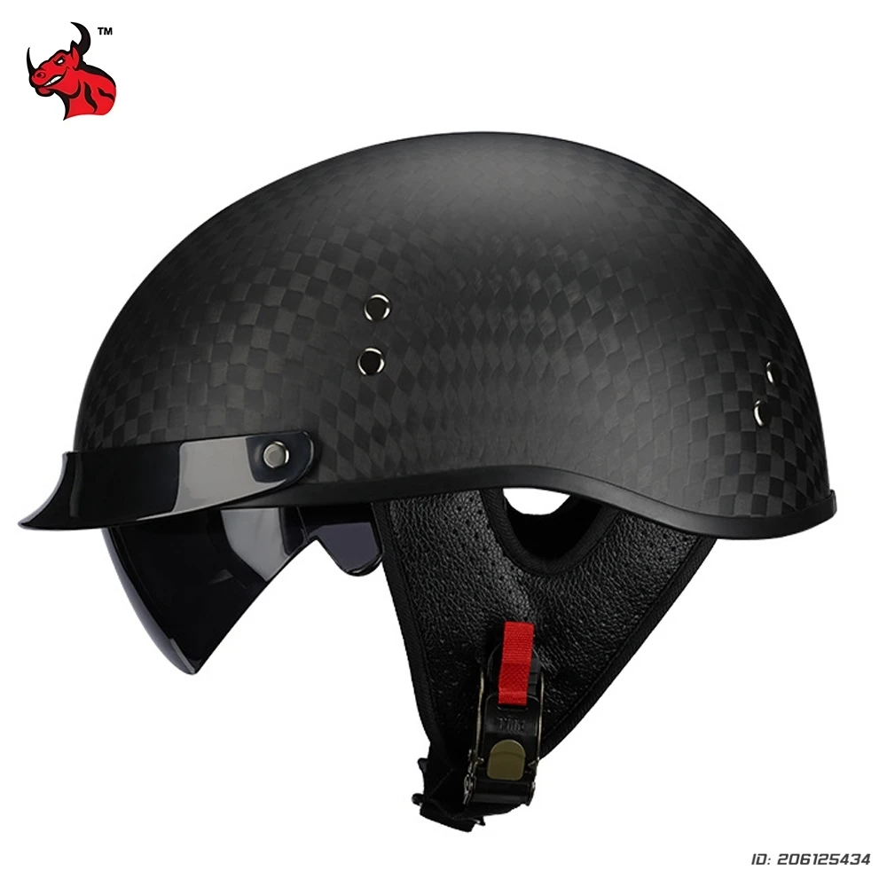 

Retro Carbon Fiber Motorcycle Half-helmet Open Face Motorcross Racing Helmet DOT Approved Casco Moto Safety Protective Helmet