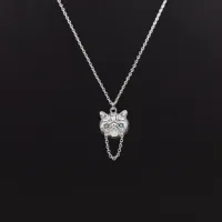 Animal Necklace Eagle/Frog/Owl/Kitty Cat Pendant wit Stainless Steel Chain for Men Women