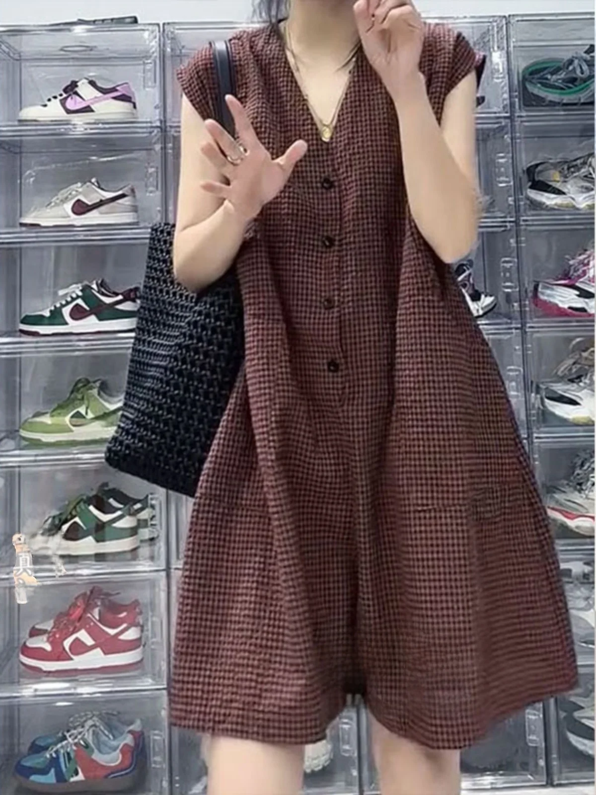 Été nouveau Sle ample minceur Vintage ort pantalon une pièce gilet femmes vêtements Svel taille haute Tube droit