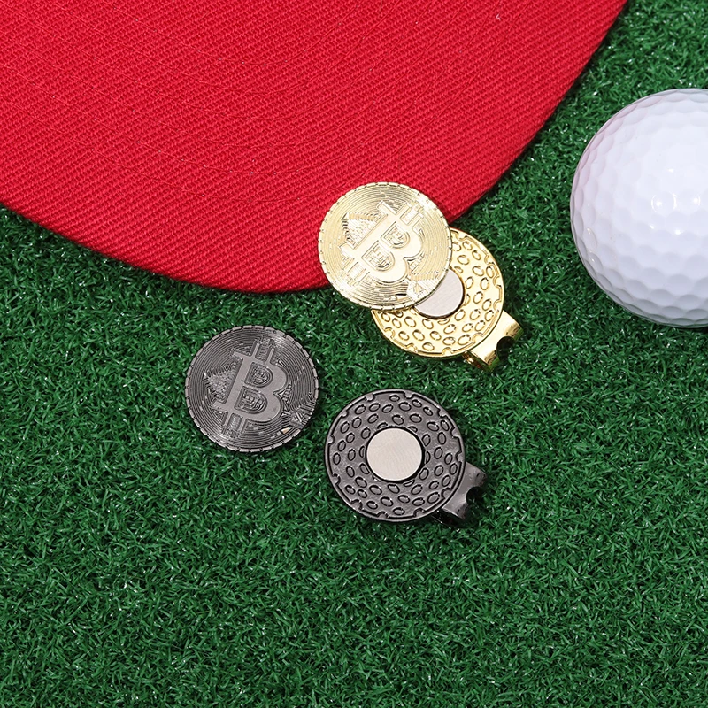 Sliver Golden Color Bitcoin Golf Ball Marker Magnetic Hat Clip Accessories Jewelry Golf Cap Clip Supplies Gift for Golfer Friend