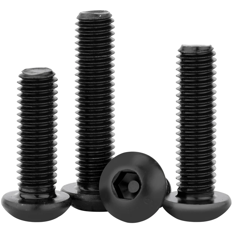 10-100 Uds ISO7380 M1.6 M2 M2.5 M3 M4 M5 negro G10.9 tornillo con cabeza de botón tornillos de perno Allen