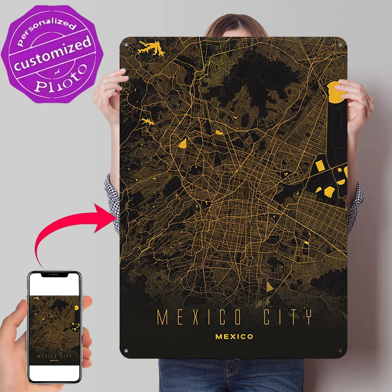 Mexico City Metal Wall Decor Room Vintage Retro Decoration for Bedroom Funny Signs Tin Sign Garage Accessories Wand Deko Home