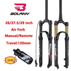 Bolany Bicycle Fork MTB Air Resilience Magnesium alloy Shock absorber suspension Straight Tapered Remote Manual 120mm front fork