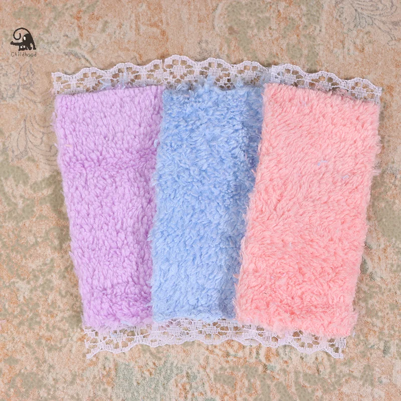 3Pcs/Set Dollhouse Mini Bathroom Lace Towel Ręcznik kąpielowy Model do dekoracji domku dla lalek Zabawki do zabawy DIY Ozdoby łazienkowe