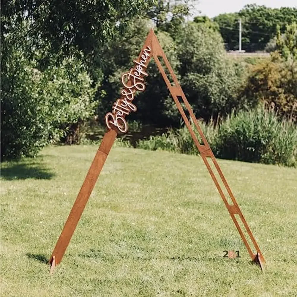 Personalized Rustic Wooden Wedding Arch Backdrop Stand Garden Decor Triangle Ceremony Arches Outdoor Indoor Rustic Wedding