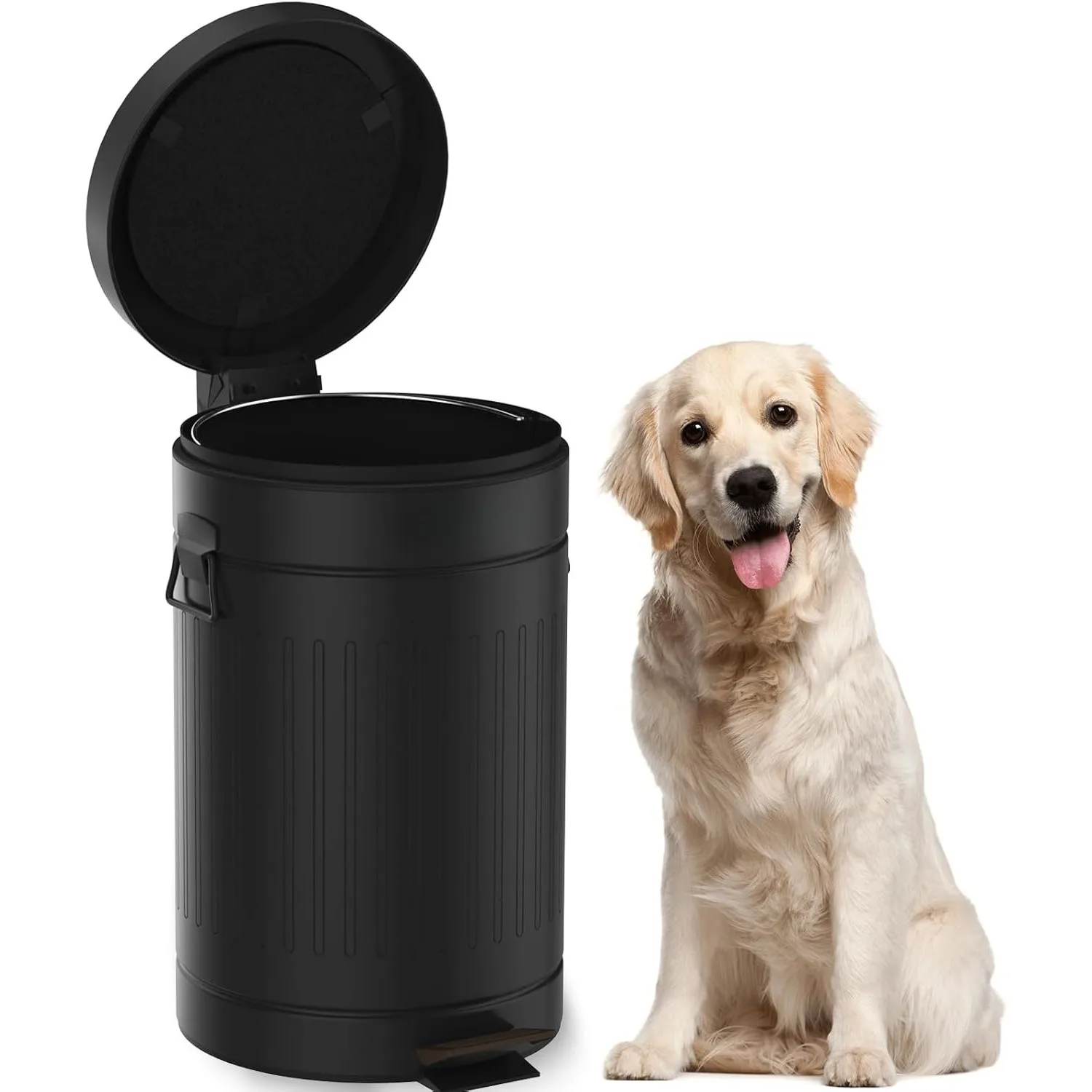 

Dog manure trash can external odor control, 3.1 gallon covered outdoor trash can, waterproof pet waste disposal container, black