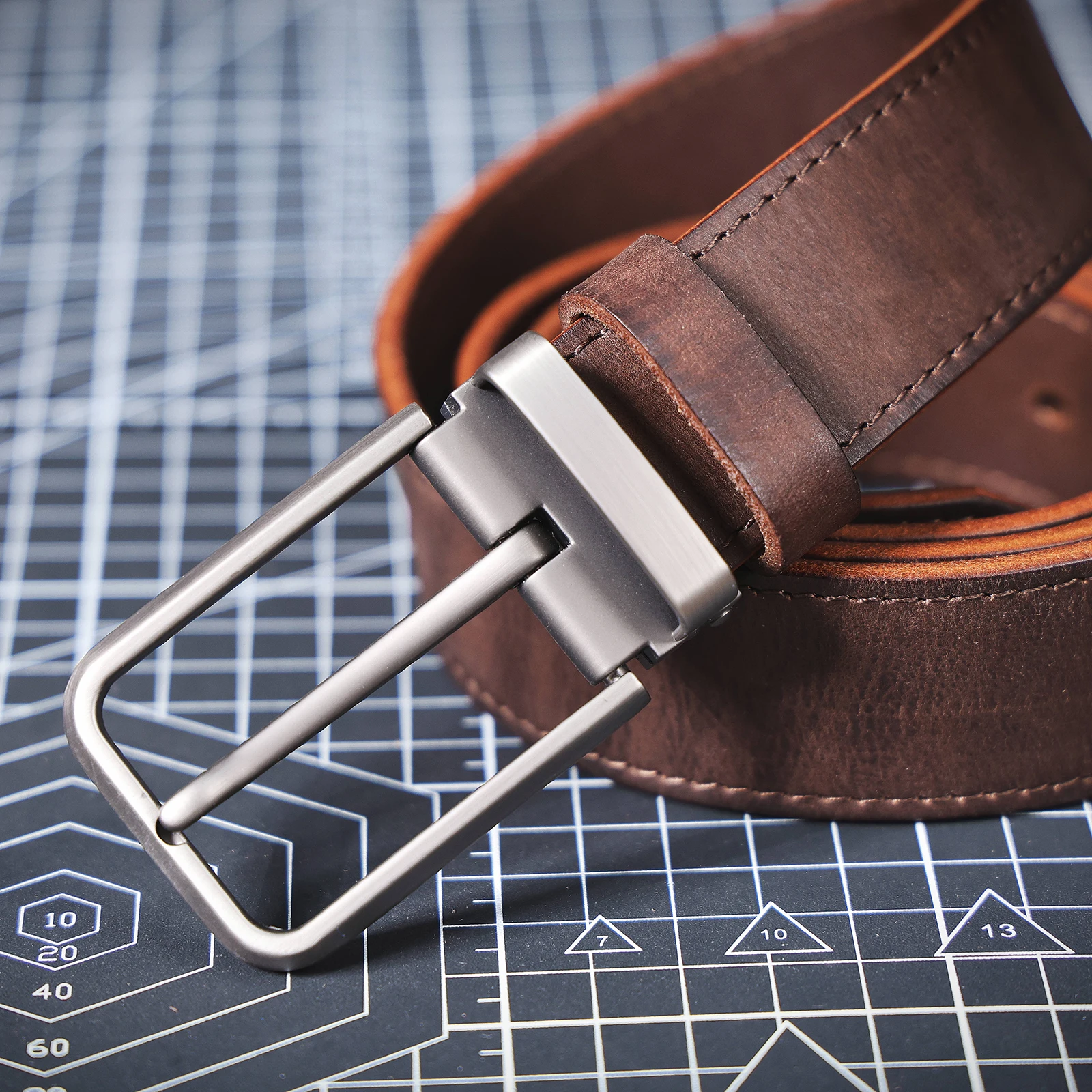 Echtleder-Herrengürtel aus Rindsleder, Italienisches Dickleder mit Geschenkbox, Retro Vielseitiger Herren-Jeansgürtel, Ideale Geschenkwahl – Detail 23