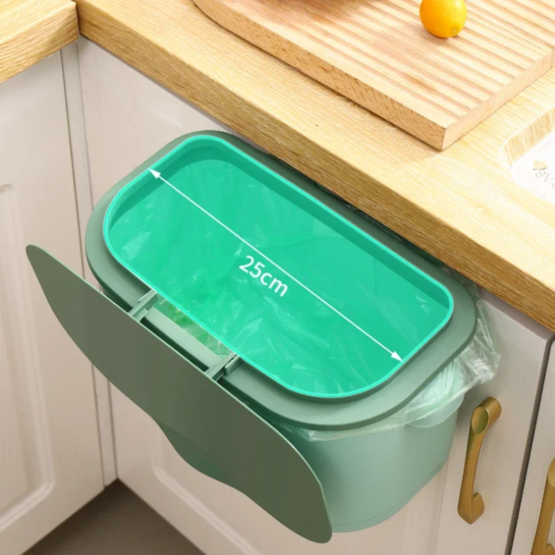 Kitchen Trash Can Wall Mounted Cabinet Door Garbage Cans Recycling Garbage Basket Bathroom Hanging Rubbish Bin with Lid Dustbin