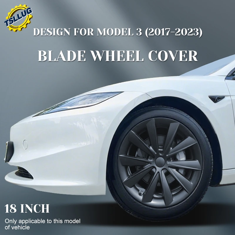 

4PCS For Tesla Model 3 2017-2023 Blade Style Wheel Cover 18 Inch Car Replacement Automobile Hub Cap Full Rim Car Accessories
