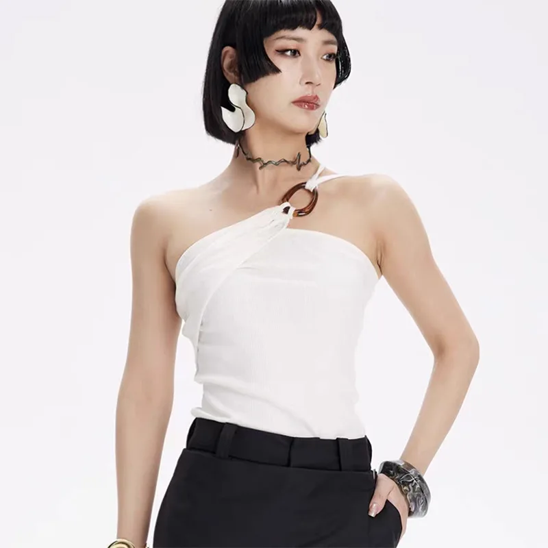 

New Arrival Women's Yoga Vest Unique Single Shoulder Strap