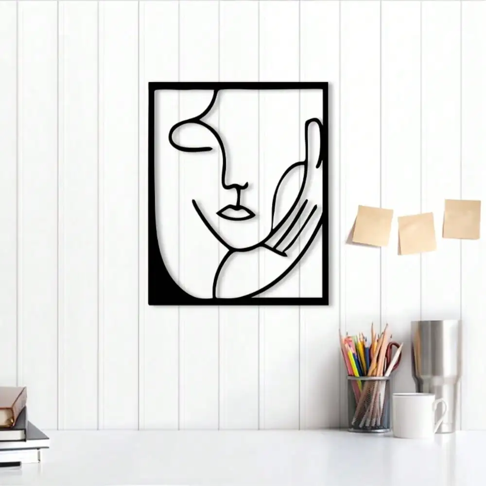 CIFBUY Metall-Wandkunst, abstraktes Gesicht, Eisenskulptur, minimalistisch, für drinnen und draußen, Wohnzimmer, Garten, Dekoration, zum Aufhängen, Geschenk