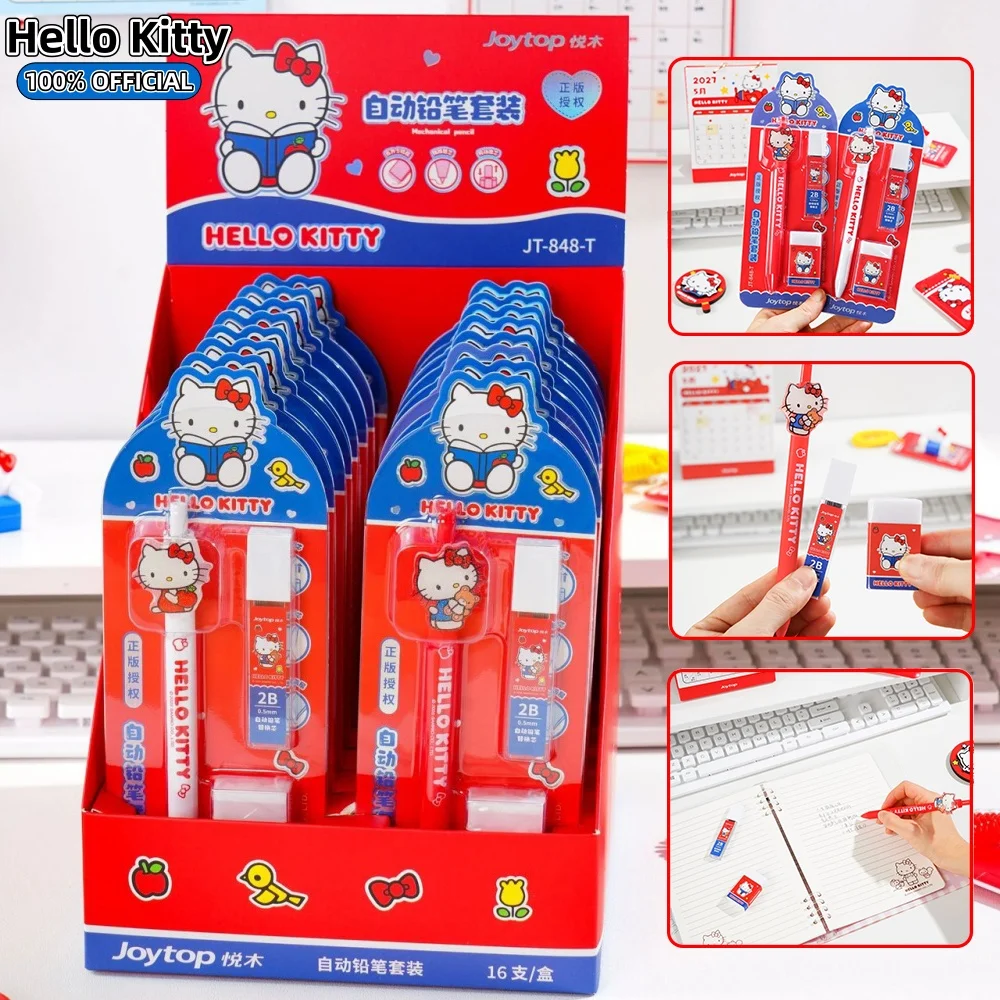 Kawaii Genuine Sanrio Automatic Pencils Set Hello Kitty Kuromi Melody Writing Stationery For Study Office Notes Daily School Use