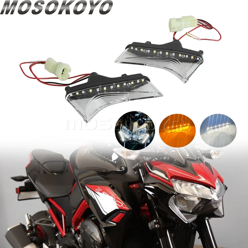 

LED Front Turn Signals Lights Motorcycle LED Turn Signal Indicator Side Lights with DRL Flasher For Kawasaki Z900 Z 900 2020-24