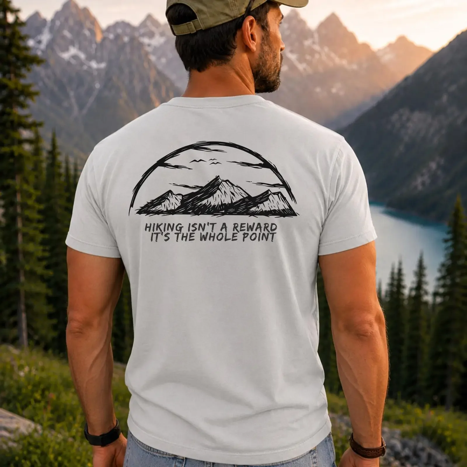 Men's Hiking Mountain T Shirt Casual Outdoor Wanderlust For Camping Backpacker vintage Washed Unisex Stylish streetwear Soft