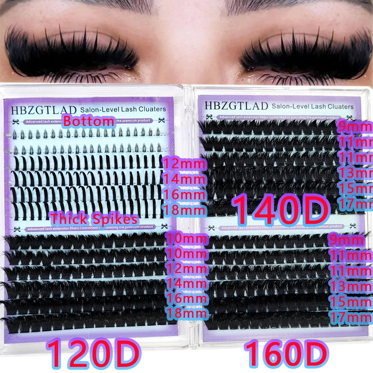 HBZGTLAD 60D-180D Volumen-Wimperncluster mit Spikes, Einzelwimpern-Cluster-Extensions, DIY Fairy/Manga-Stil – Detail 21