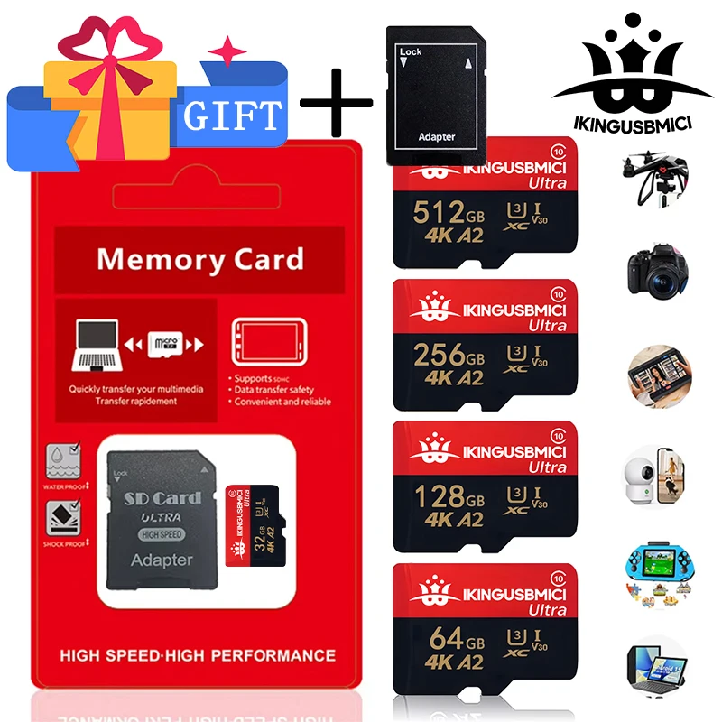 Tarjeta Micro SD Compacta, Tarjetas SD, Tarjetas TF, Tarjeta de Memoria de 32 GB, 64 GB, 128 GB, 256 GB, A1, C10 para Nintendo Switch, Tablet, Cámara de Acción