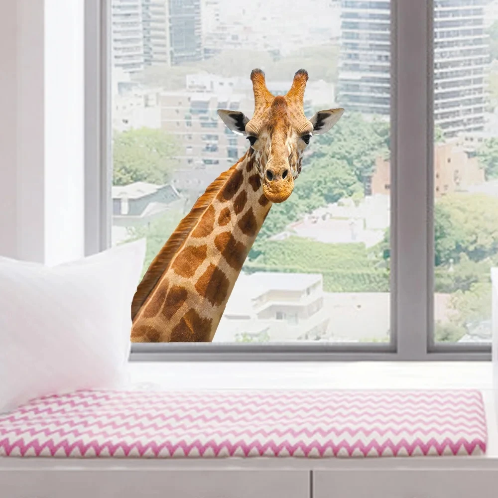 C266#Giraffe Pattern Wall Sticker Bathroom Toilet Decor Living Room Cabinet Home Decoration Decals Beautify Self Adhesive Mural