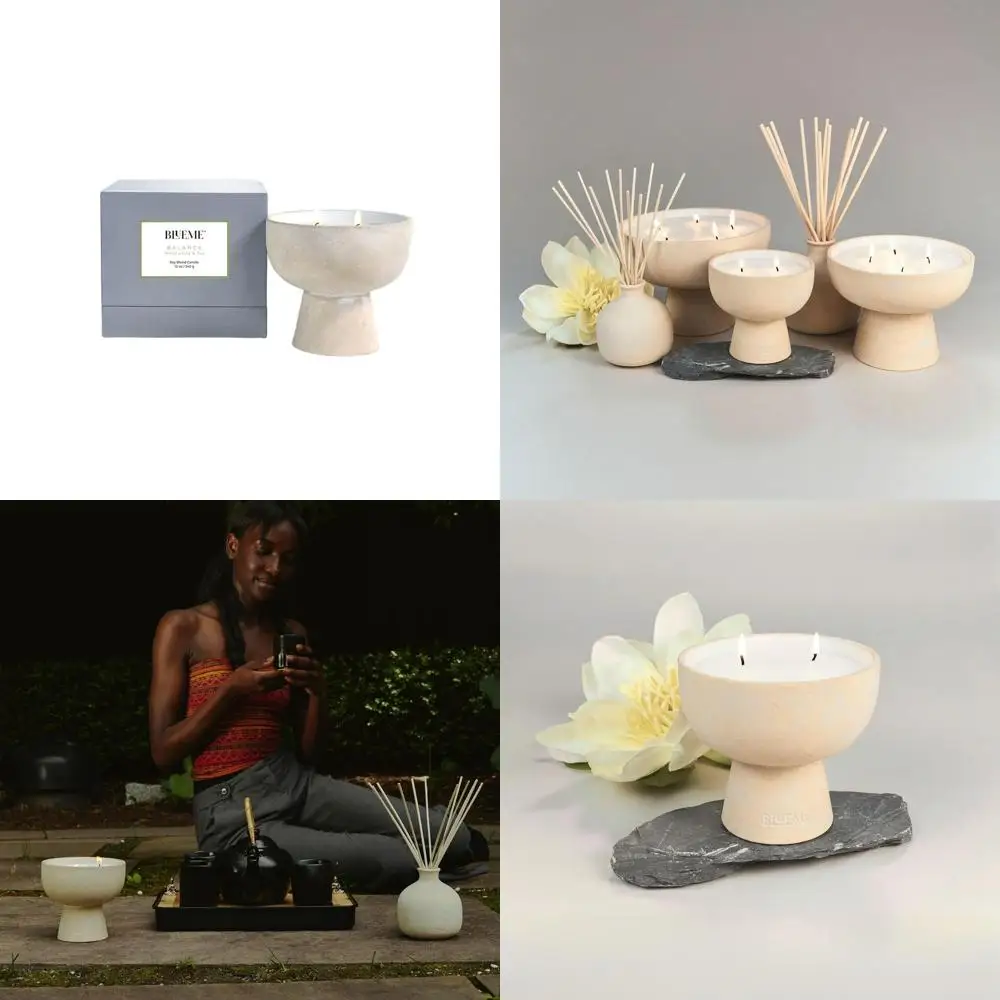 

Refillable White Lotus Tea Scented Candle, 2 Wick, Essential Oils, Sustainable Luxury, Handcrafted, Premium Soy Wax Blend, Natur