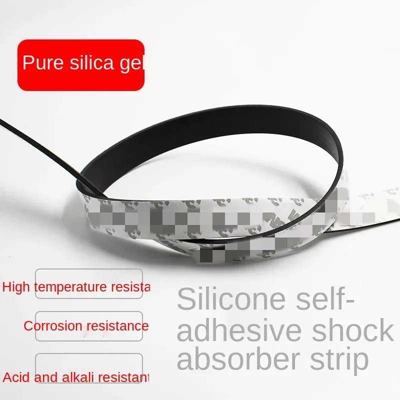 50cm Black Silicone Rubber Strip Self Adhesive Seal Gasket Anti-skid Shock Absorption High Temperature Resistant Sealing Strip