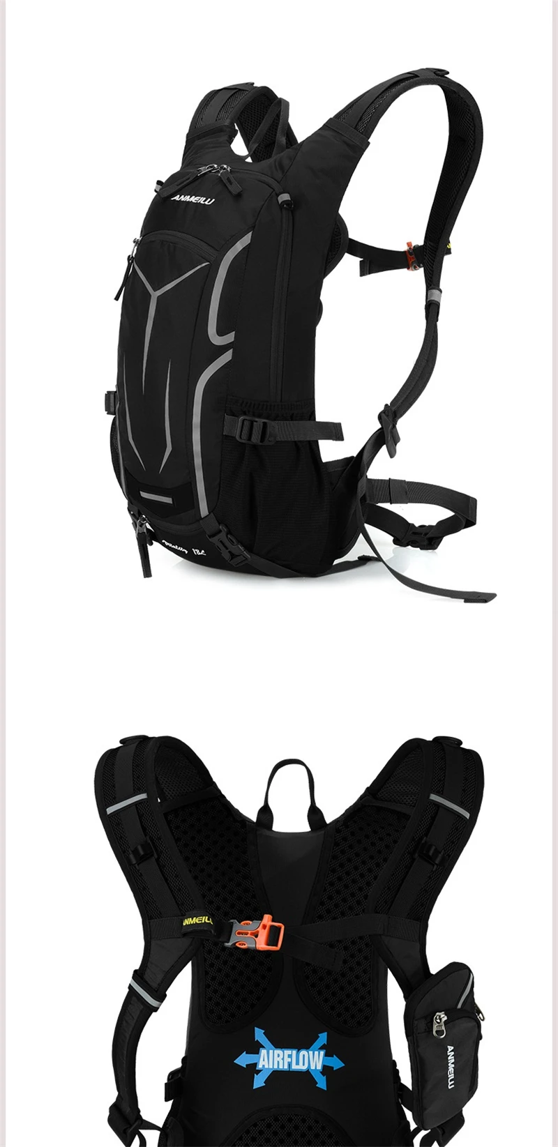 Anmeilu Outdoor-Laufrucksack, Fahrradrucksack, Camping, Wandern, Trekking, wasserdichte Sportrucksäcke, Unisex, Klettern, Reisetasche – Detail 6