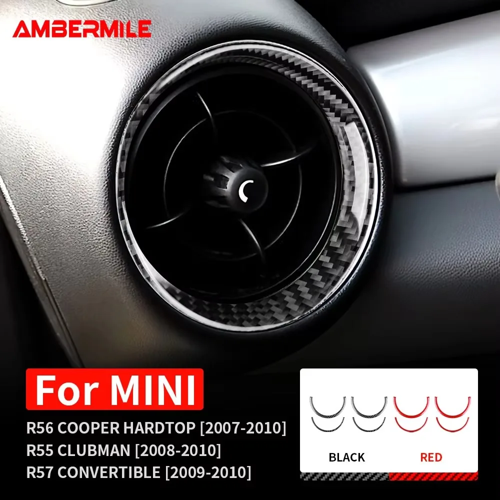 For Mini Cooper Hardtop R56 Clubman R55 R57 Carbon Fiber Accessories Car Side Center Air Outlet Vent Cover Sticker Interior Trim
