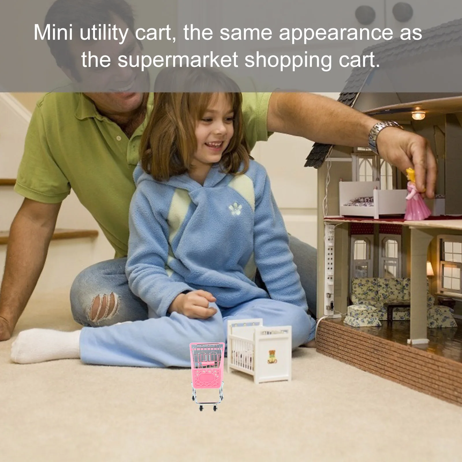 

Mini Shopping Storage Mini Shopping Cart Basket Iron Holder Artware Crafts Random Color Use
