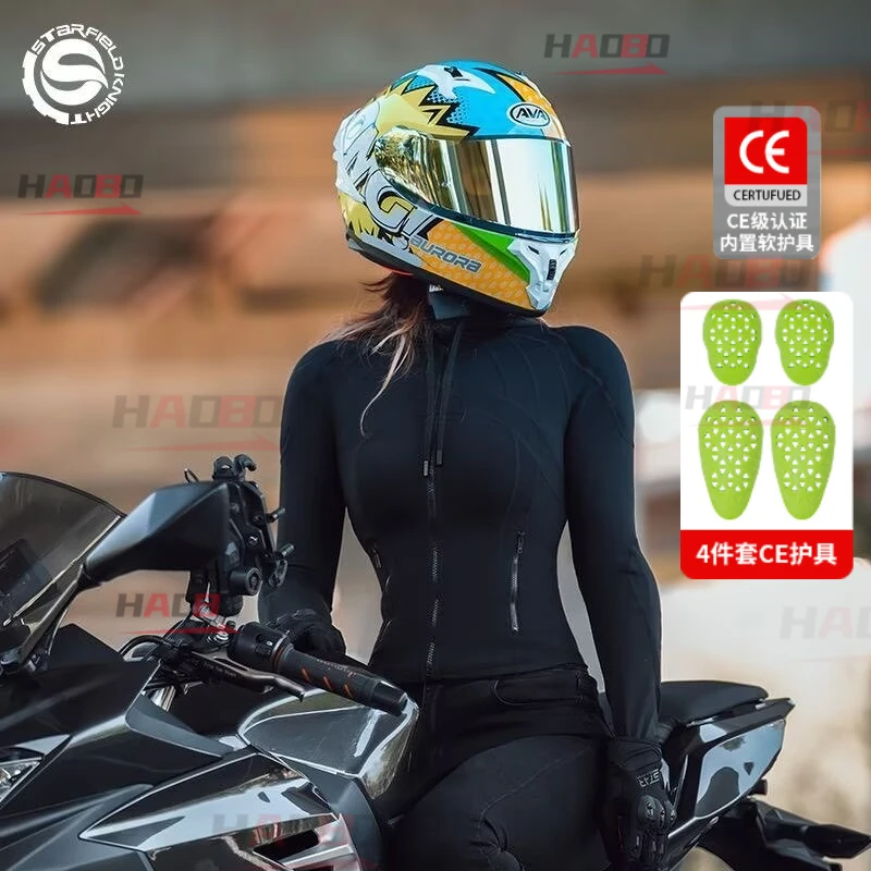 SFK Motorcycle Riding Clothes Armor Jacket Women's Spring Summer Breathable Slim Ski Protection CE Certified Summer Hooded Coat