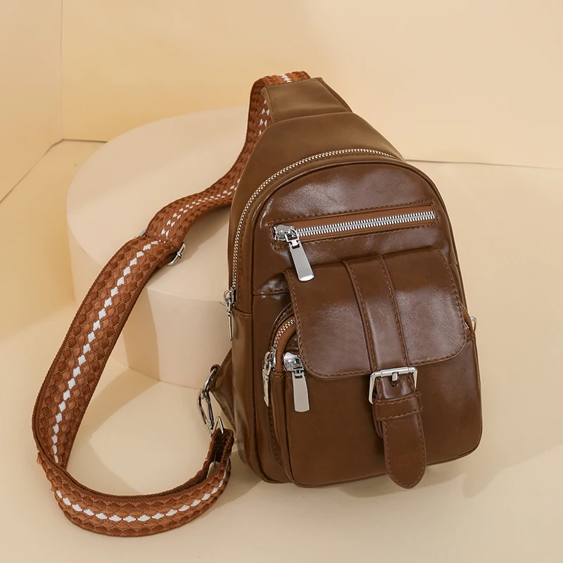 

2025New Vintage Women Bag Waist Packs High Quality PU Leather Crossbody Bags For Women Retro Oil Wax Style Women Shoulder Bag Ch