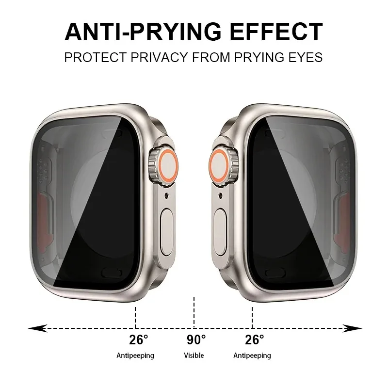 Housse de protection d'écran pour Apple Watch, 46mm 45mm 44mm 40mm 41mm, PC dur HD/boîtier de confidentialité iwatch 10 9 8 7 SE 6 5 4, changement vers Ultra