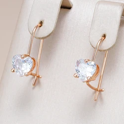 Kinel Hot Children's Little Earrings Fashion 585 Rose Gold Color Shiny Natural Zircon Accessories Daily Fine Jewelry for Girl