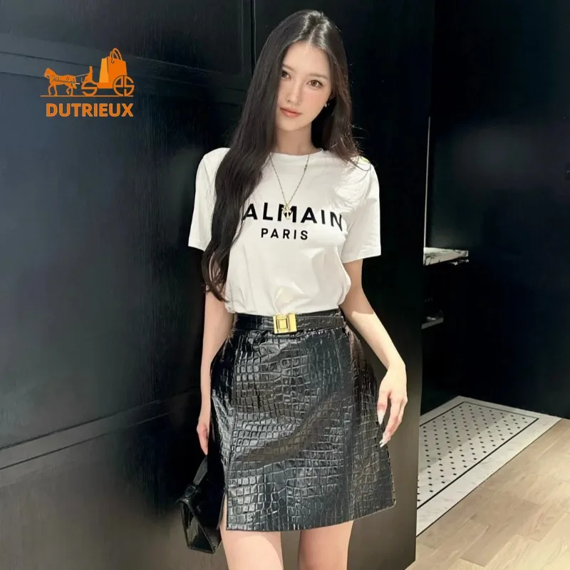 New Winter Genuine Leather Women Skirt High-grade Sheepskin Crocodile Pattern High Waist Hip Elegant Cowhide Short Skirt Travel