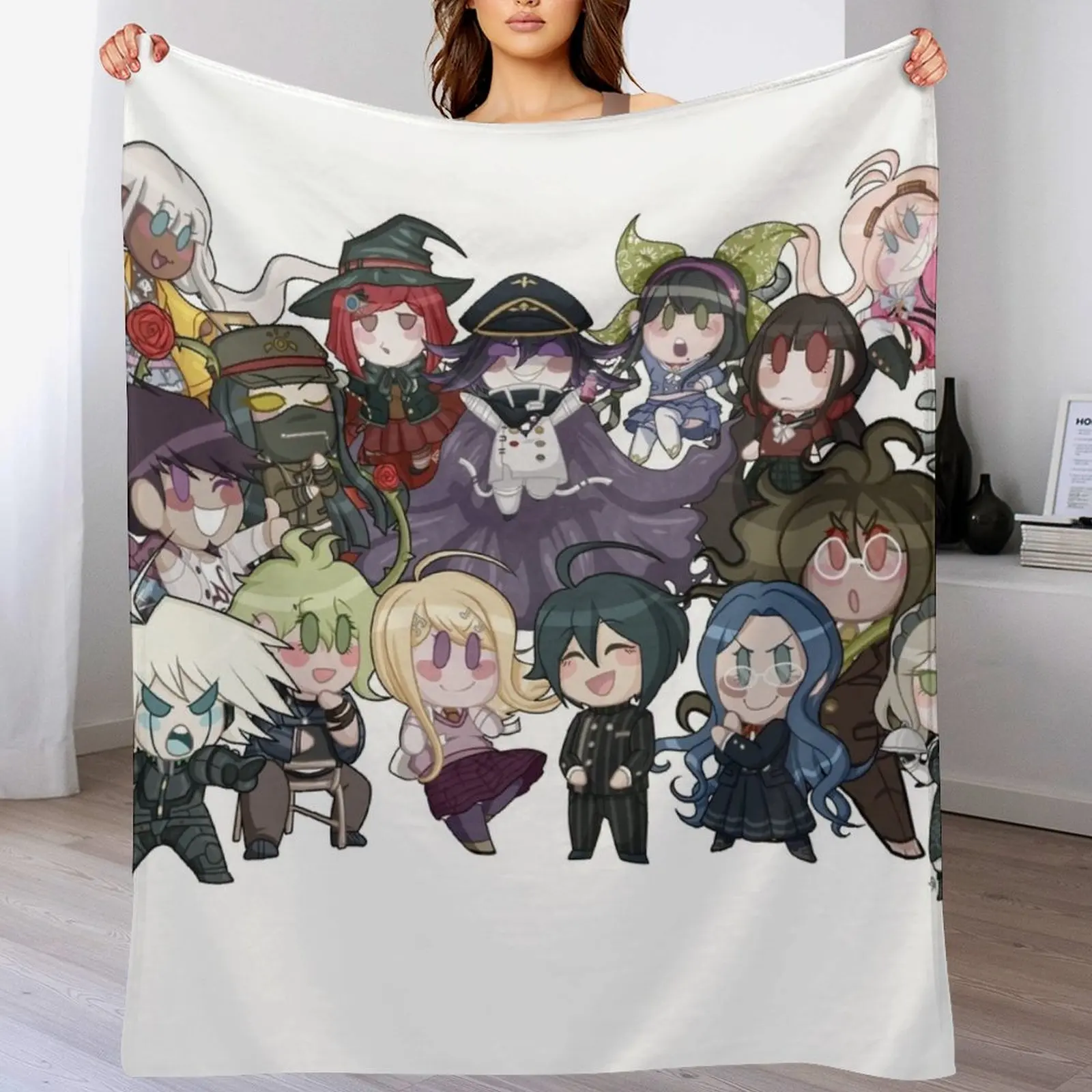 

Dangan Ronpa V3 Chibi Collection Throw Blanket Anti Shedding Soft Fuzzy Blanket for Home