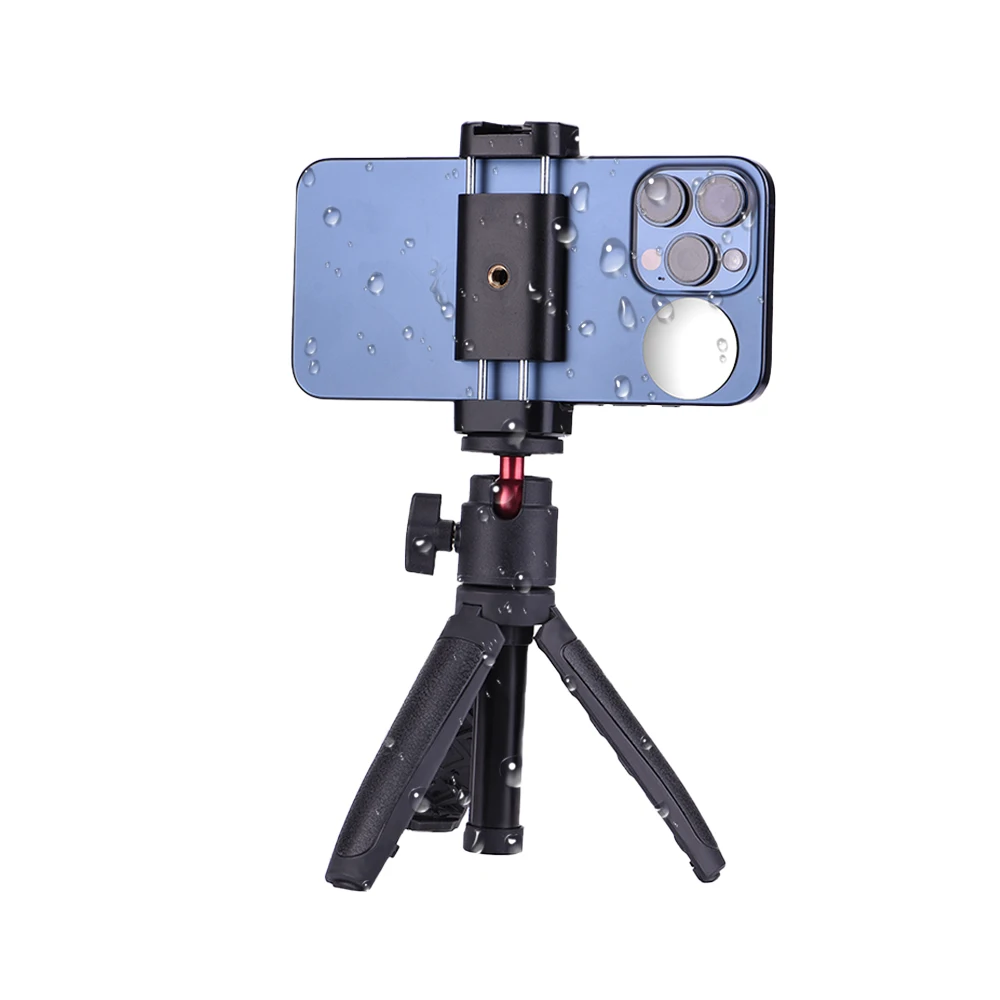 Portable Phone Lens Mini Mirror Compact Adhesive Mirror with Phone Clip & Tripod & Fill Light Phone Reflective Selfie Mirror