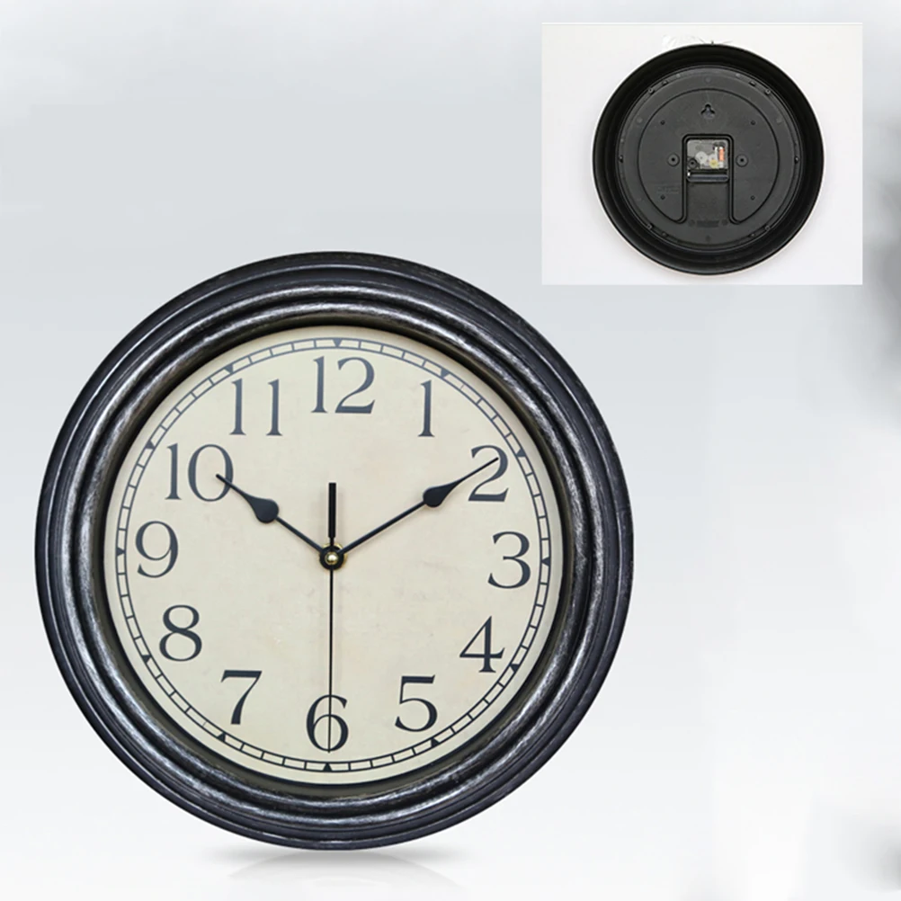 

Round 12Inch Vintage Wall Clock Silent Sweep Movement Plastic Case Glass Lens for Home Study Room Decor Wall Clock