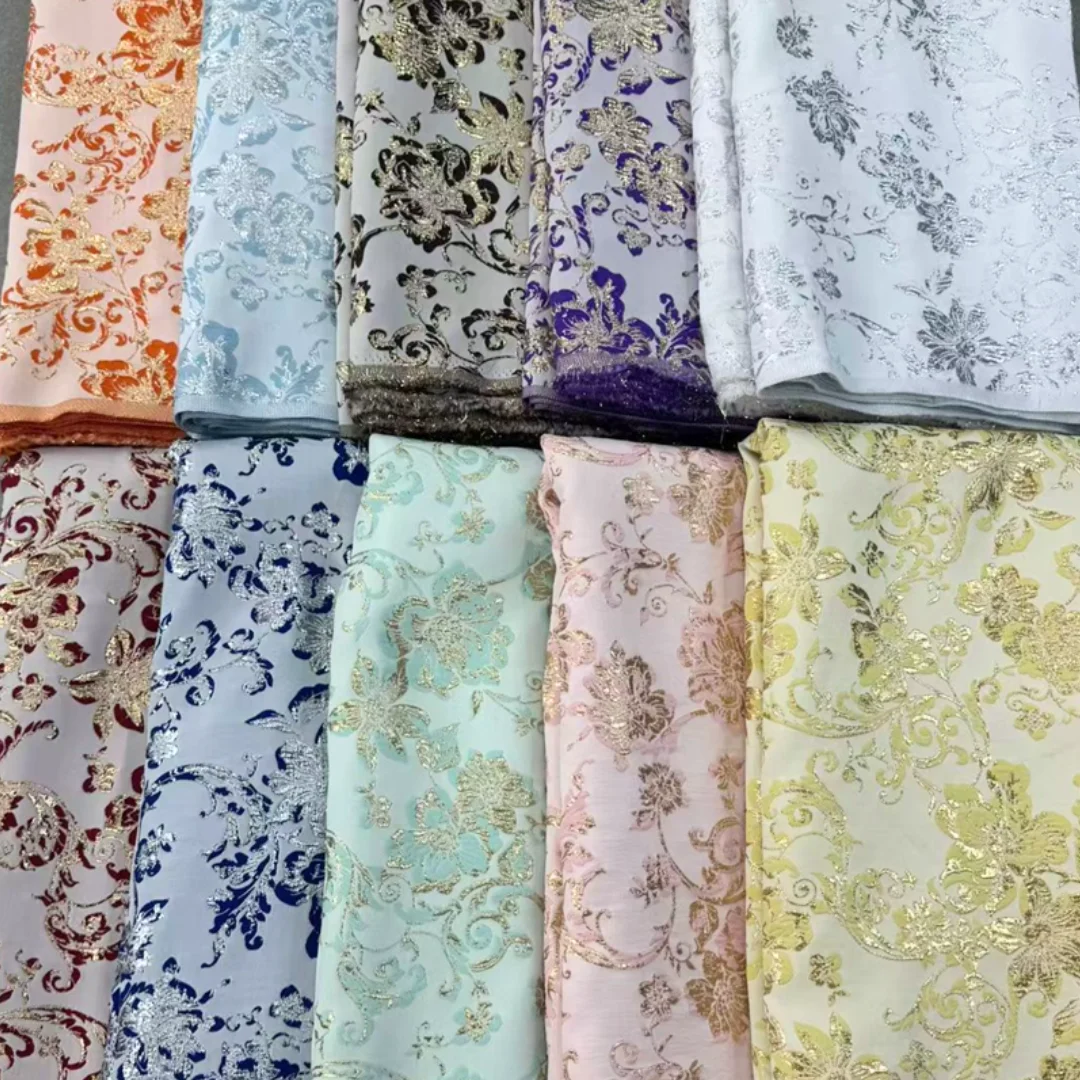 

Floral Embroidery Jacquard Brocade Damask Fabric African Nigerian High Quality Textile for Sewing Women Dress Clothing Fabric