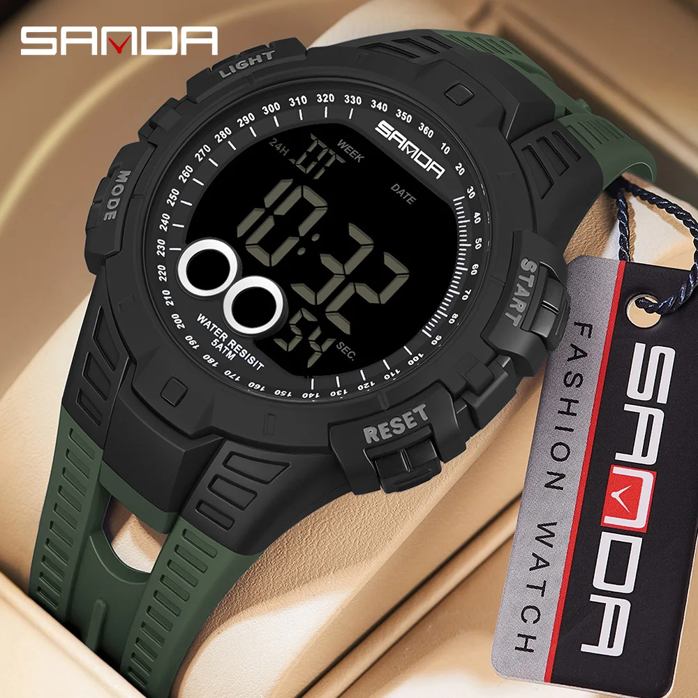 Fashion SANDA New 2233 Youth Electronic Watch Sports Multifunctional Waterproof LED Luminous Digital Single Display Men's Watch