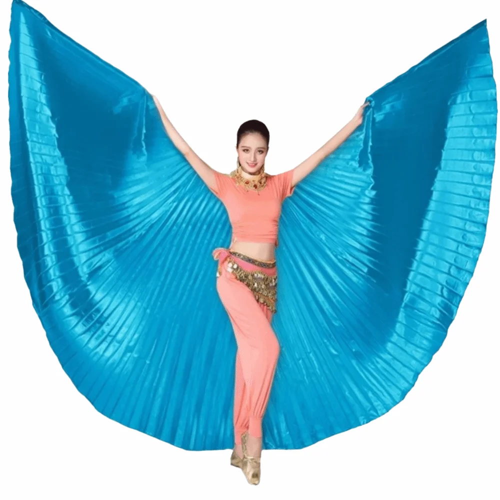 Creative Belly Dance Wing Prop 360 Degree with Telescopic Rod Large Performance Cape Soft Pleated Oriental Dance Props