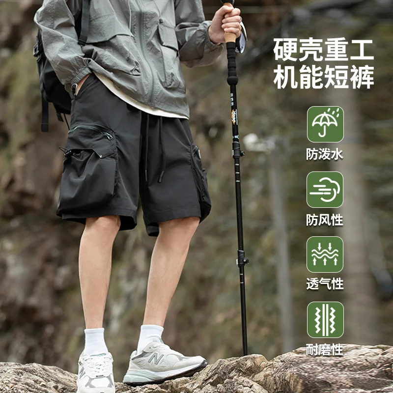 Men's Outdoor Hiking Shorts Quick Dry Travel Cargo Shorts Tactical Golf Fishing Shorts with Zipper Pockets