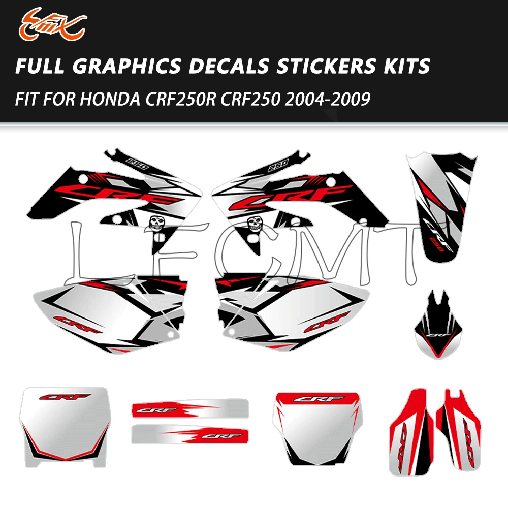 

Подходит для Honda CRF250 CRF250R 2004 2005 2006 2007 2008 2009, новый стиль, декор для мотоцикла, графические фоновые наклейки, комплект наклеек