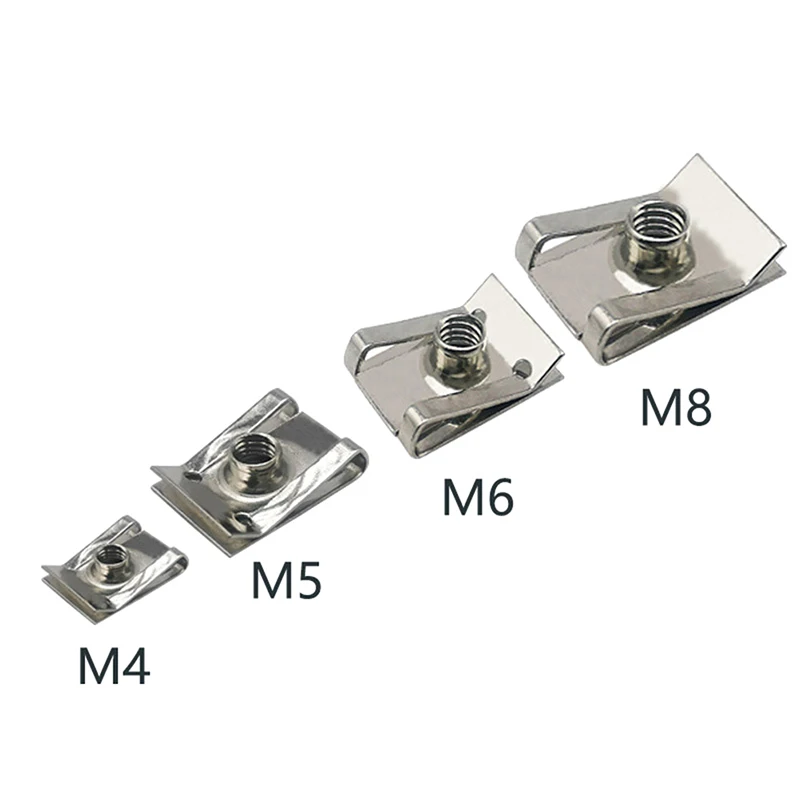 10pcs Stainless Steel U Type Clips with Thread M6 M5 M4 M8 8mm 5mm 6mm 4mm Reed Nuts for Car Motorcycle Scooter ATV Moped