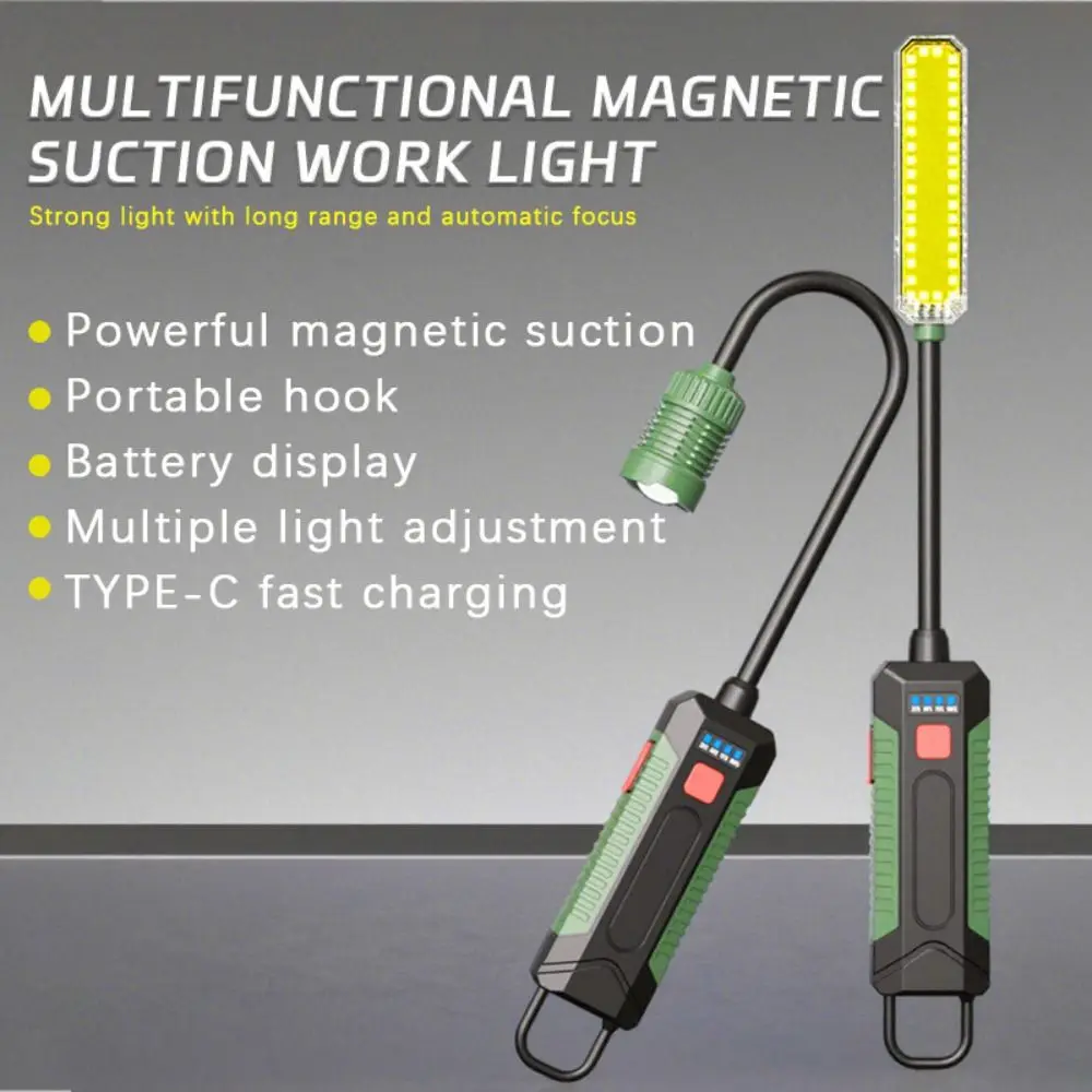 

Type-C Rechargeable Magnetic Flashlight Waterproof Magnet Portable Design COB Work Light 360° Flexible Lightweight Construction