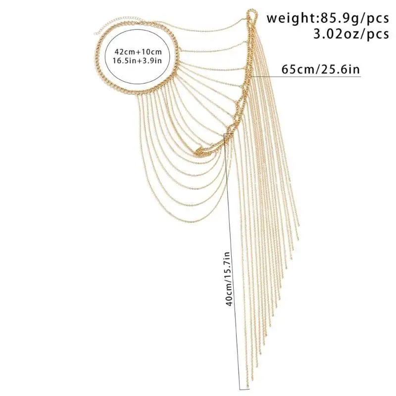 R1WE Teen Creative Body Chain Long Fringes Shoulder Necklace Chain for Beach Getaways